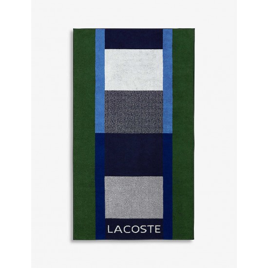 Discount ☆ LACOSTE/Le Green Gris organic-cotton beach towel 70cm x 140cm